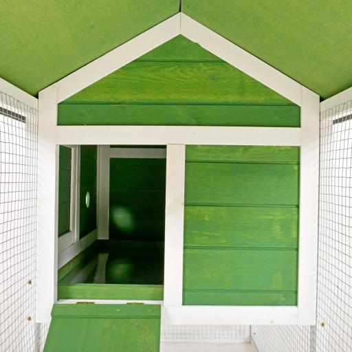 Jaula para Conejos Grande 120x60x79 cm con Techo Asfáltico Bandeja Extraíble Escalera y Chimenea para Exterior Verde [7]