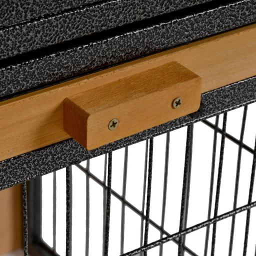 Conejera de Exterior de Madera Jaula para Mascotas Pequeñas 2 Niveles con Rampa Bandeja Extraíble Puertas con Cerraduras 89,5x45x81 cm Madera y Gris [7]