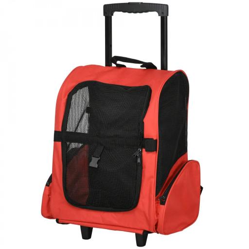 Transportin Carrito Perro 2 en 1 Mochila Carrito 42x25x55 cm Mascotas Perro Gato Rojo [8]