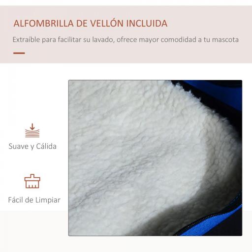 Transportín para Perros y Gatos Bolsa de Transporte para Mascotas Plegable con Cojín y Ventanas de Malla 60x42x42cm Azul [2]