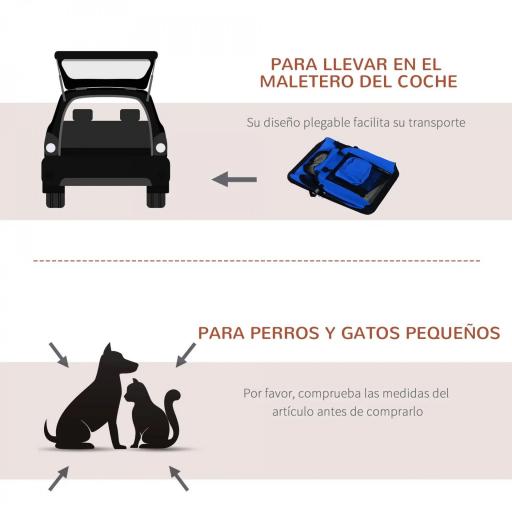 Transportín para Perros y Gatos Bolsa de Transporte para Mascotas Plegable con Cojín y Ventanas de Malla 60x42x42cm Azul [4]