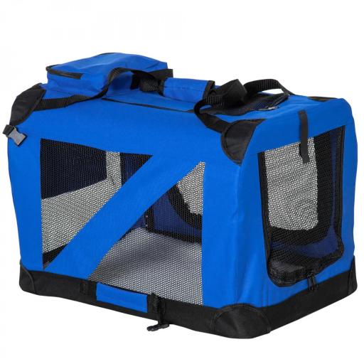 Transportín para Perros y Gatos Bolsa de Transporte para Mascotas Plegable con Cojín y Ventanas de Malla 60x42x42cm Azul [8]