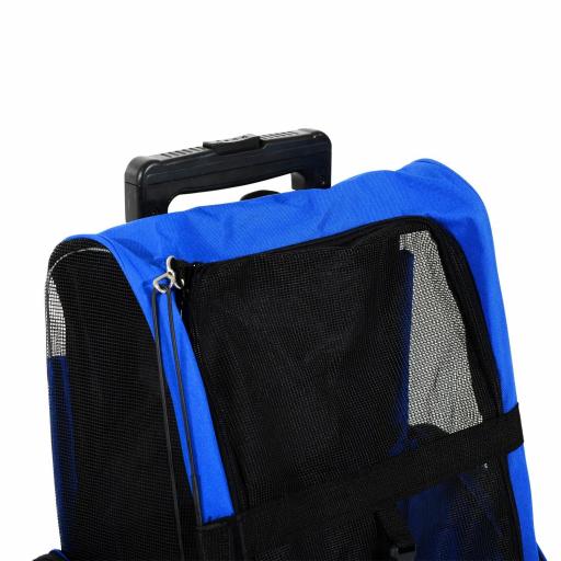 Transportín 2 en 1 para Mascotas Mochila o Carrito de Viaje para Perro y Gato con 2 Ruedas con Asa retráctil de Aluminio y Bolsillos 42x25x55 cm Azul [7]