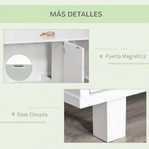 Mueble Arenero para Gatos con Puerta Rascador para Gatos Caja de Arena para Gatos para Interior 91x52x50,5 cm Blanco [3]