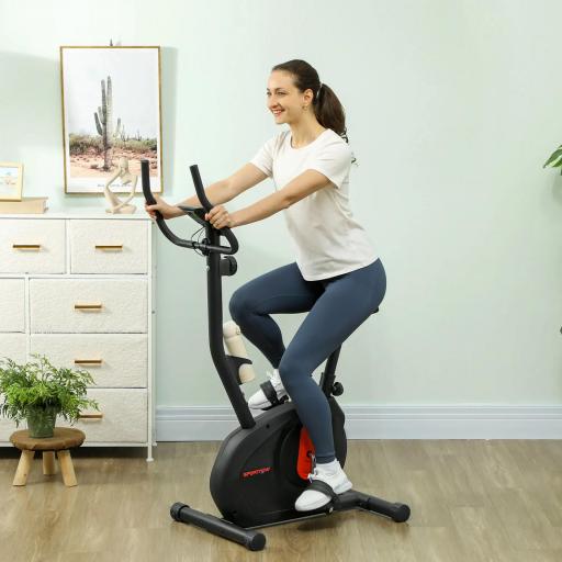 Bicicleta Estática con Resistencia Magnética Ajustable Sensor Pantalla LCD y Asiento Regulable 88x50,5x131,5 cm Negro