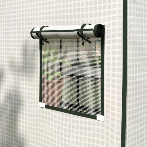Cubierta de Repuesto para Invernadero 140x143x190cm con Ventana Puerta Enrollable Anti-UV para Plantas Jardín Blanco [7]