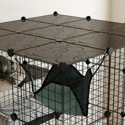 Jaula Grande para Gatos Interior de 4 Niveles con 5 Puertas 3 Plataformas de Salto 3 Rampas Hamaca 105x105x140 cm Negro [6]