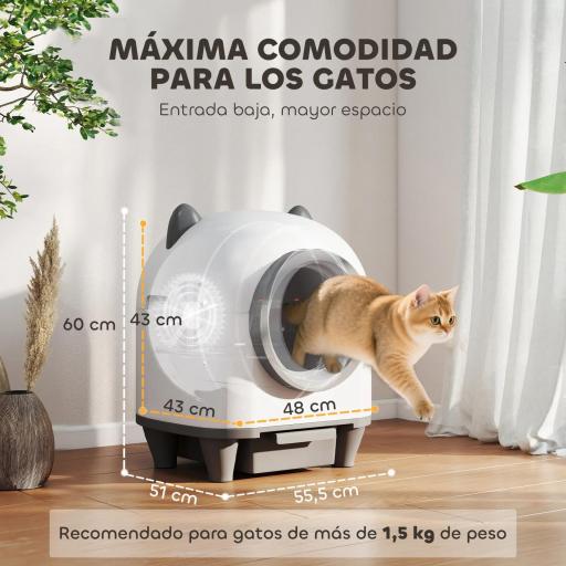 Arenero Gatos Autolimpiable 80L Eliminación de Olores Control de APP Protección de Seguridad 1 Rollo de Bolsas de Basura [6]