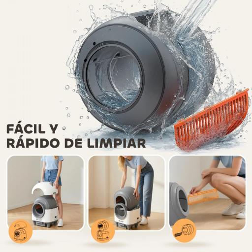 Arenero Gatos Autolimpiable 80L Eliminación de Olores Control de APP Protección de Seguridad 1 Rollo de Bolsas de Basura [5]