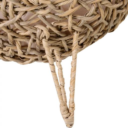 Cama Cueva de Ratán para Gatos o Mascotas Pequeña con Base Trípode Cojín de Felpa y Algodón Suave Diseño Elevado Estable Φ52x58 cm Madera Natural [7]