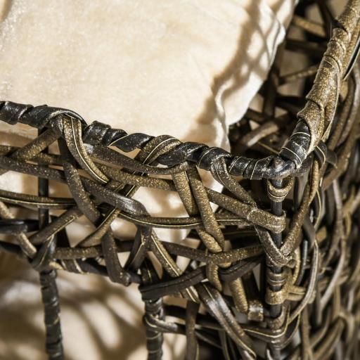 Cesta de Ratán para Gatos de 2 Alturas Cama Cueva de Gatos con 2 Cojines Suaves y Ventana 56x41x45 cm Café Oscuro [8]