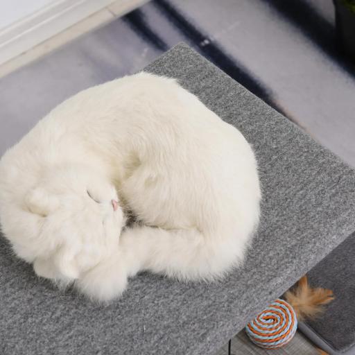 Árbol para Gatos 59x39x62 cm Rascador para Gatos de 3 Niveles con Plataformas Postes de Rascado Cueva de Madera Espaciosa Cojines Extraíbles Suaves Bola de Juguete Gris [7]