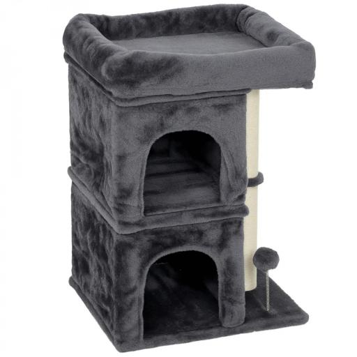 Árbol Rascador para Gatos Árbol para Gatos 66 cm con Cama 2 Cuevas Poste de Sisal Bola para Jugar Gris Oscuro [9]