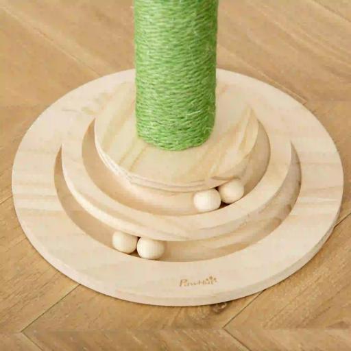 Poste Rascador para Gatos en Forma de Cactus Pequeño Árbol Rascador para Gatos con Poste de Sisal y Felpa Pelota Colgante y Base con Juego de Madera 32x32x60 cm Verde [7]