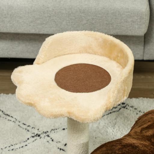 Árbol Rascador para Gatos Altura 47 cm con Túnel Nido Plataformas Bola de Juguete y Poste de Yute Marrón Oscuro [6]