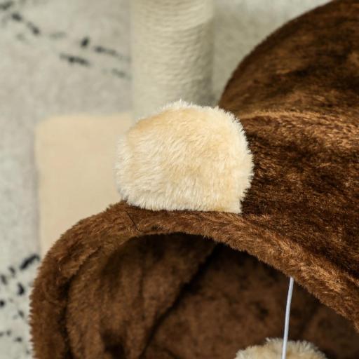 Árbol Rascador para Gatos Altura 47 cm con Túnel Nido Plataformas Bola de Juguete y Poste de Yute Marrón Oscuro [7]