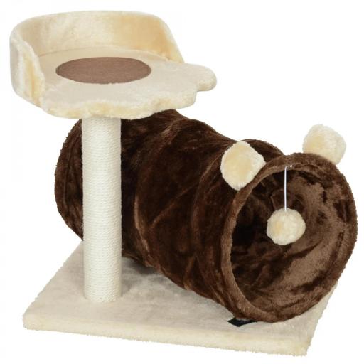 Árbol Rascador para Gatos Altura 47 cm con Túnel Nido Plataformas Bola de Juguete y Poste de Yute Marrón Oscuro [10]