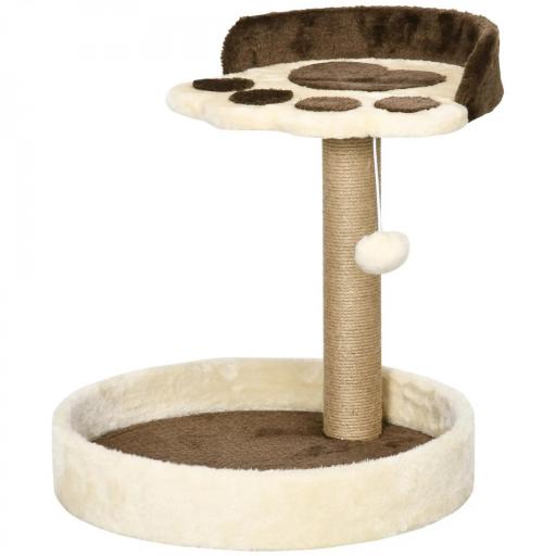 Árbol Rascador para Gatos Altura 44 cm Torre de Escalada con 2 Camas Poste de Yute, Juguete Colgante Marrón [10]
