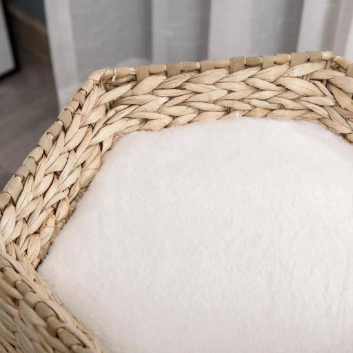 Árbol Rascador para Gatos Pequeño Altura 66 cm Torre Escalador de Gato con Cueva de Juncos Cama Superior Cojines Poste Rascador de Sisal y Bola Colgante Crema y Natural [6]