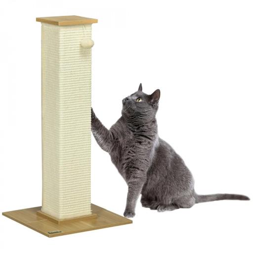 Poste Rascador para Gatos de 80 cm Árbol para Gatos con Poste de Sisal y Bola Colgante 38x38x80 cm Roble [9]