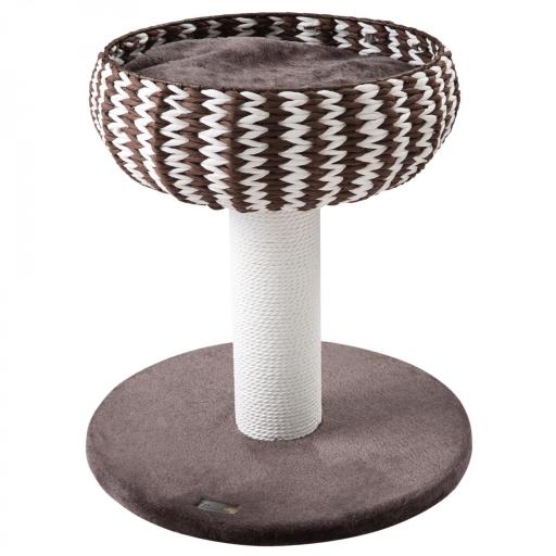 Árbol Rascador para Gatos Pequeño Altura 52 cm Torre Escalador de Gato con Cama Redonda Cojín de Felpa Suave y Poste Rascador 50x50x52 cm Café y Blanco [9]