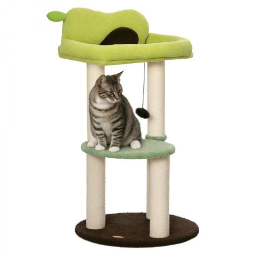 Árbol Rascador para Gatos con Cama en Forma de Aguacate Plataforma Postes de Sisal y Bola Colgante Ø44x83cm Verde [8]