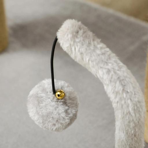 Árbol Rascador para Gatos Pequeños Altura 42 cm con Nido Bolas Colgantes y Postes de Sisal 48x38x42 cm Gris Claro [5]