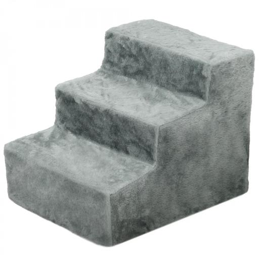 Escalera para Perros de 3 Peldaños con Funda Extraíble y Lavable para Mascotas Mayores para Cama Sofá 46x35x35 cm Gris [9]