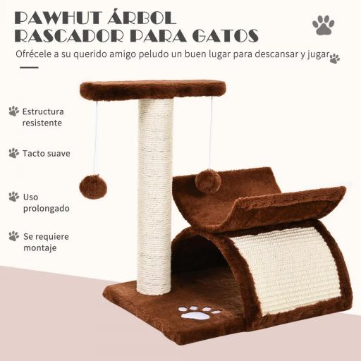 Árbol Rascador para Gatos Pequeños Torre para Gatos con Poste Giratorio con Bolas de Juego Plataforma 40x30x43 cm Marrón [4]