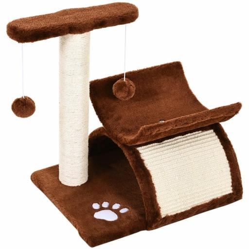 Árbol Rascador para Gatos Pequeños Torre para Gatos con Poste Giratorio con Bolas de Juego Plataforma 40x30x43 cm Marrón [8]