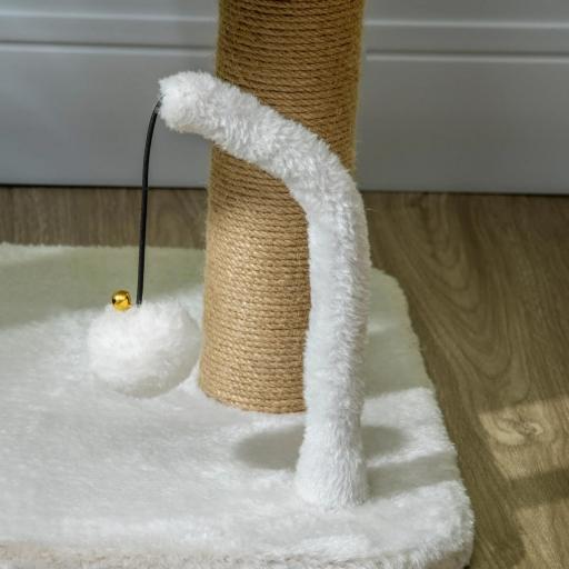 Árbol Rascador para Gatos Pequeños Altura 42 cm con Nido Bolas Colgantes y Postes de Sisal 48x38x42 cm Blanco [7]
