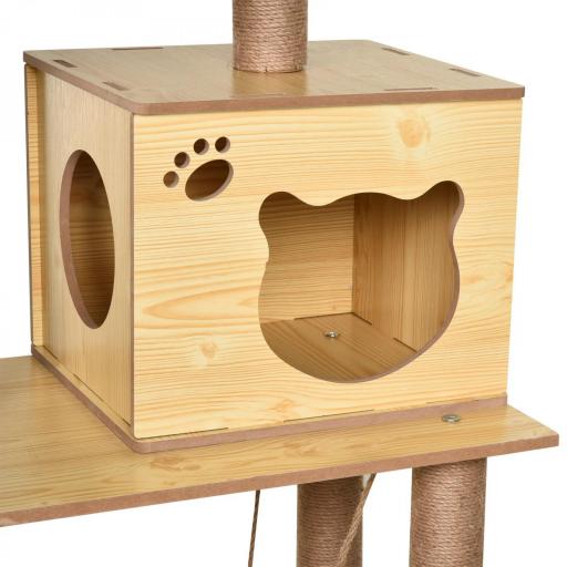 Árbol Rascador para Gatos Altura 130 cm Torre para Gatos con Postes Rascadores de Yute Camas Hamaca 60x40x130 cm Natural [5]