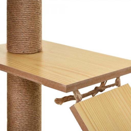 Árbol Rascador para Gatos Altura 130 cm Torre para Gatos con Postes Rascadores de Yute Camas Hamaca 60x40x130 cm Natural [6]
