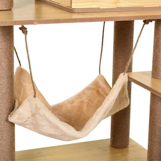 Árbol Rascador para Gatos Altura 130 cm Torre para Gatos con Postes Rascadores de Yute Camas Hamaca 60x40x130 cm Natural [7]