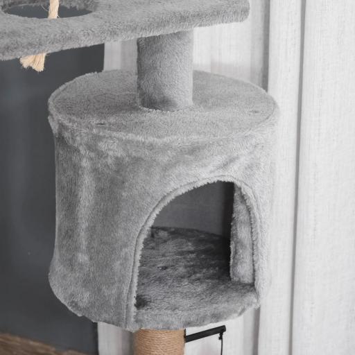 Árbol Rascador para Gatos Altura 120 cm Torre de Gatos con Plataformas Cueva Hamaca Postes de Yute 48x48x120 cm Gris [7]