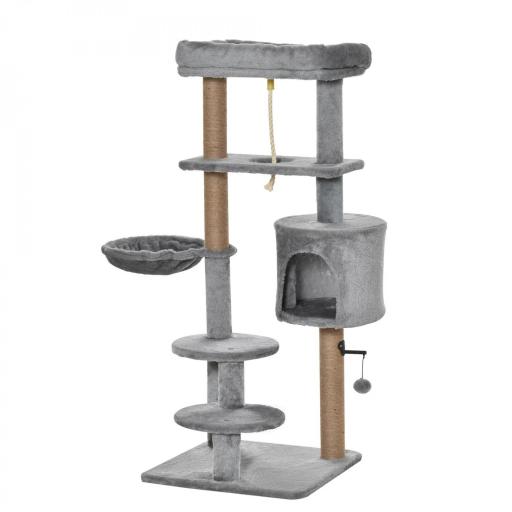 Árbol Rascador para Gatos Altura 120 cm Torre de Gatos con Plataformas Cueva Hamaca Postes de Yute 48x48x120 cm Gris [9]