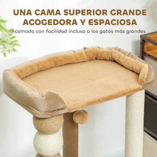 Árbol Rascador para Gatos con Plataforma Torre Escalador para Gatos con Plataforma Cama Postes Bolas 56x54x86 cm Marrón [2]