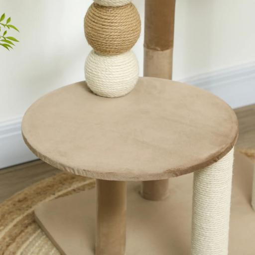 Árbol Rascador para Gatos con Plataforma Torre Escalador para Gatos con Plataforma Cama Postes Bolas 56x54x86 cm Marrón [5]