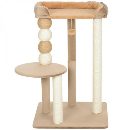 Árbol Rascador para Gatos con Plataforma Torre Escalador para Gatos con Plataforma Cama Postes Bolas 56x54x86 cm Marrón [8]