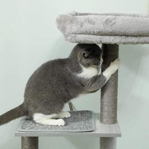 Árbol Rascador para Gatos con Plataforma Torre Escalador para Gatos con Hamaca Caseta Cama Postes 48x40x126 cm Gris [5]