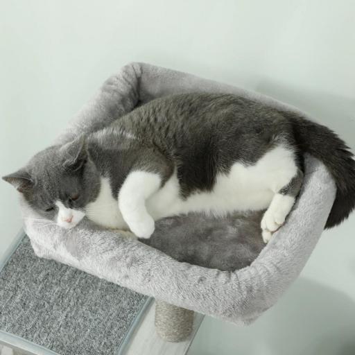 Árbol Rascador para Gatos con Plataforma Torre Escalador para Gatos con Hamaca Caseta Cama Postes 48x40x126 cm Gris [6]