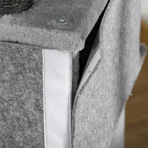 Árbol Rascador para Gatos 48x48x107 cm Torre para Gatos con Cueva de Fieltro Desmontable Hamaca Camas Plataformas Gris [5]