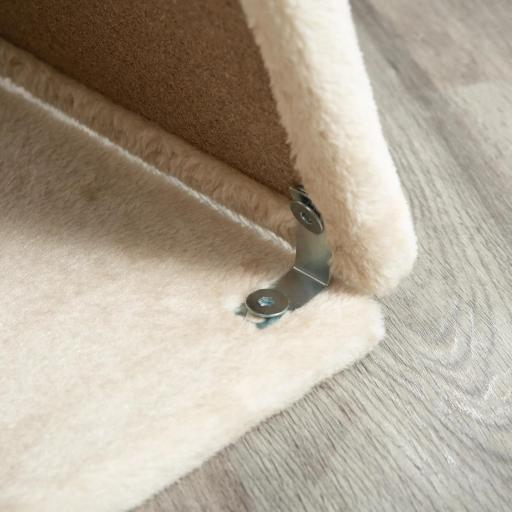 Mini Rascador para Gatos con Postes de Yute Plataforma en U Cama de Felpa y Juguetes Colgantes 60x30x76 cm Marrón Claro [5]