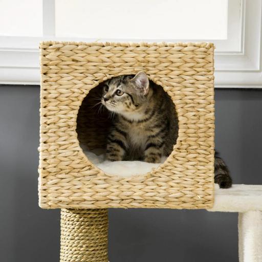 Árbol Rascador para Gatos Medianos Altura 100,5 cm Torre para Gatos con Cama Superior y Cueva de Totora [5]