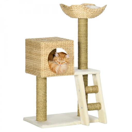 Árbol Rascador para Gatos Medianos Altura 100,5 cm Torre para Gatos con Cama Superior y Cueva de Totora [8]