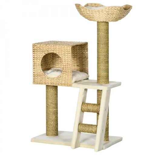 Árbol Rascador para Gatos Medianos Altura 100,5 cm Torre para Gatos con Cama Superior y Cueva de Totora [6]