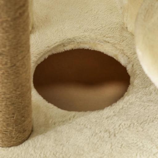 Árbol Rascador para Gatos Grande 60x34x136 cm Árbol para Gatos con Plataformas Cuevas de Felpa Postes de Yute Beige [7]