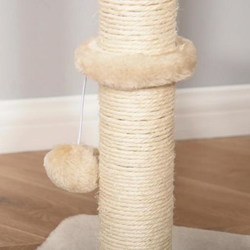 Árbol Rascador para Gatos 48x40x100 cm Torre de Escalada con Plataformas Caseta de Totora Bola y Cuerda de Juego Poste de Sisal Beige [7]