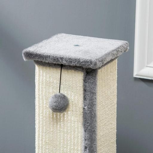 Poste Rascador para Gatos Altura 81 cm Rascador para Gatos con Poste de Sisal y Bola Colgante 41x41x81 cm Gris [7]