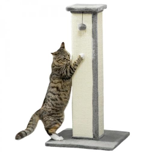 Poste Rascador para Gatos Altura 81 cm Rascador para Gatos con Poste de Sisal y Bola Colgante 41x41x81 cm Gris [8]